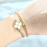 Bracelet Fantaisie Doré Multi-Rangs “Fleur Nacrée”