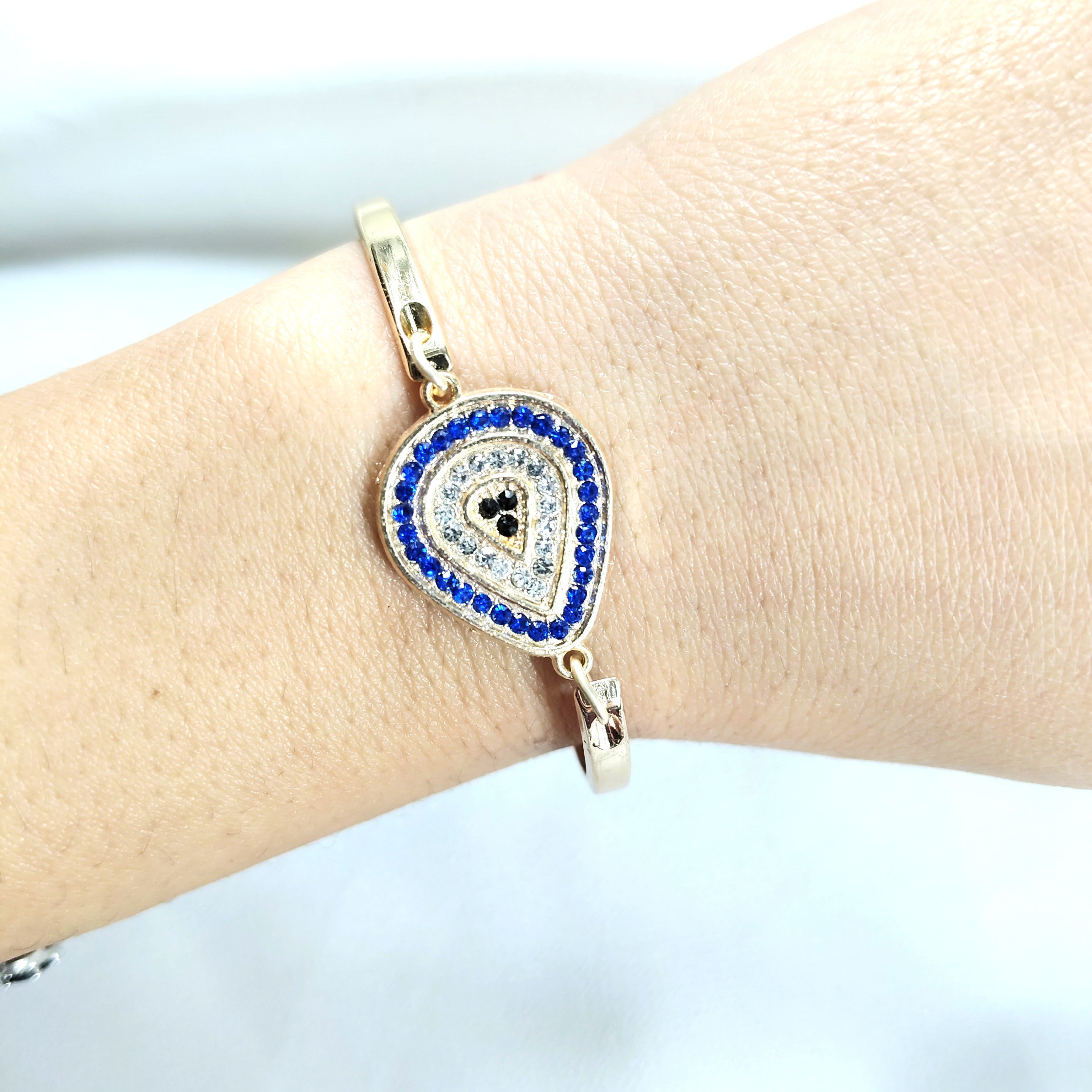 Bracelet Fantaisie Doré “Goutte Protectrice Bleu Royal”