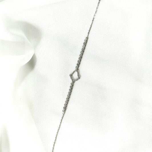 Gourmette Argenté Élégance Géométrique – Zirconia et Chaîne Fine