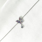 Gourmette Papillon Multicolore en Argent – Éclat Féérique & Élégance Fine