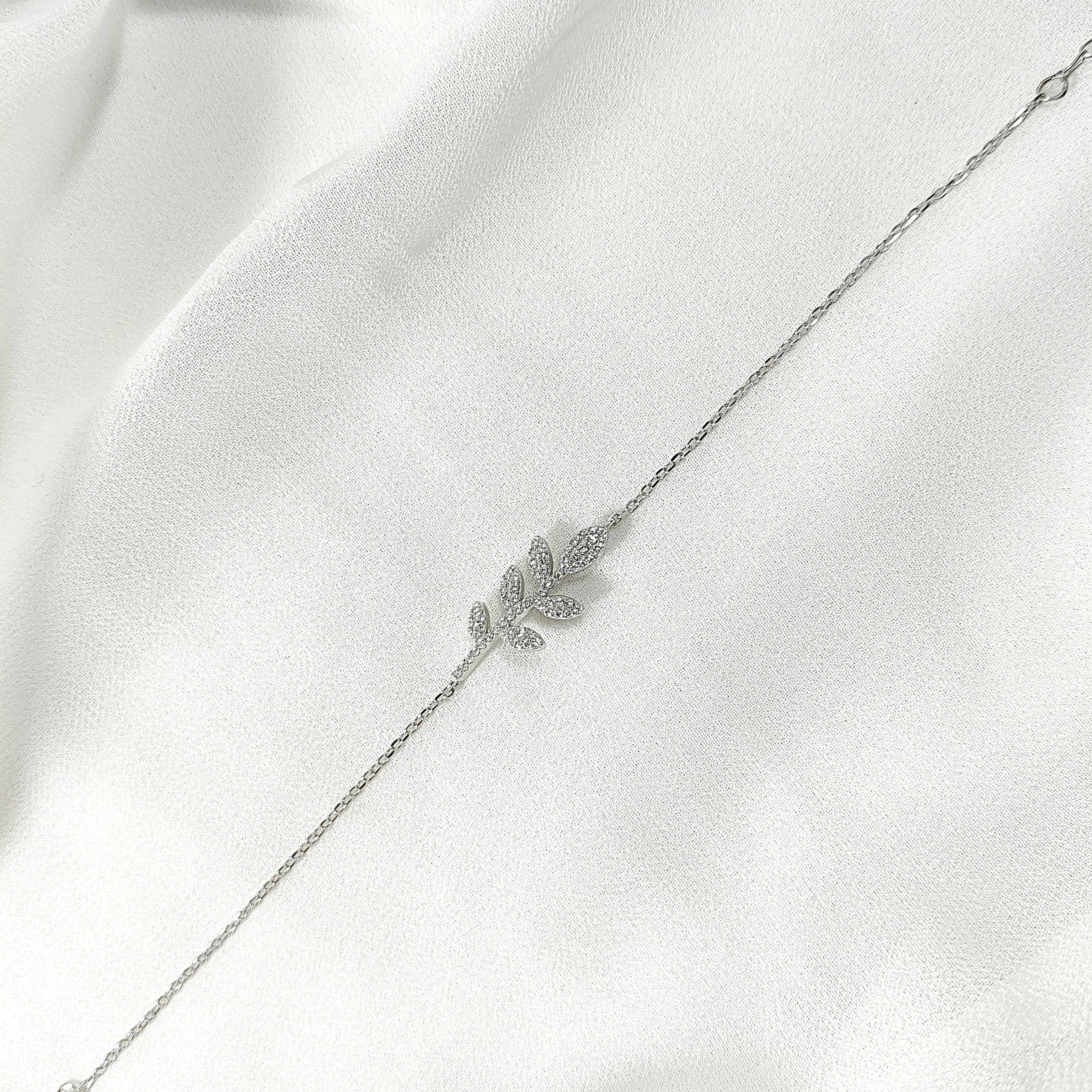 Gourmette Feuille d’Olivier en Argent – Élégance Naturelle & Brillance Discrète