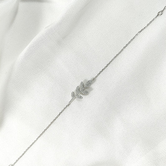 Gourmette Feuille d’Olivier en Argent – Élégance Naturelle & Brillance Discrète