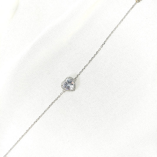 Gourmette Cœur Étincelant en Argent – Amour & Élégance