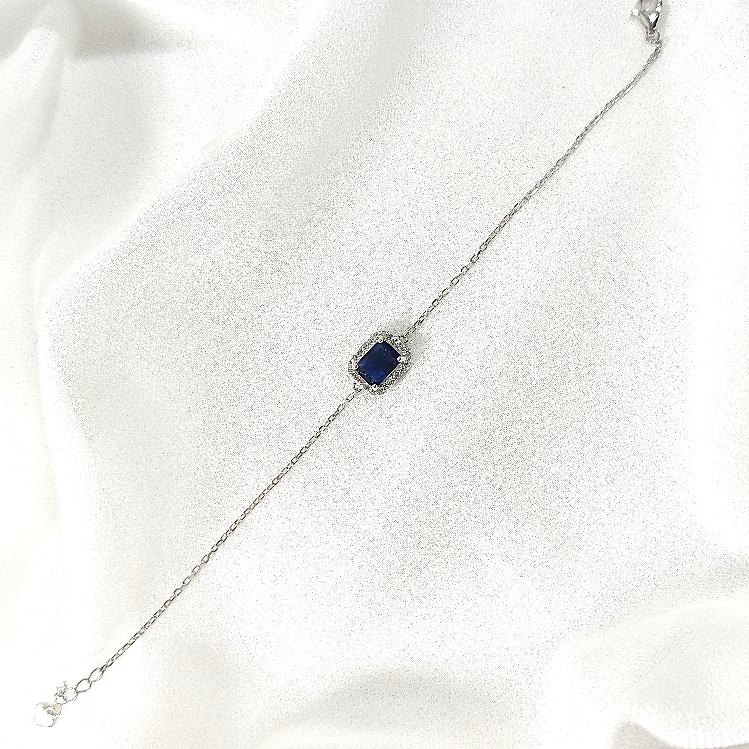 Gourmette Élégance Saphir Bleu en Argent – Raffinement Intemporel