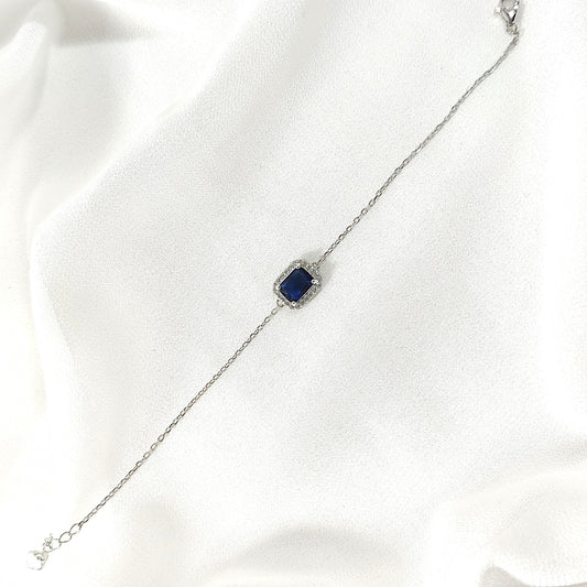 Gourmette Élégance Saphir Bleu en Argent – Raffinement Intemporel