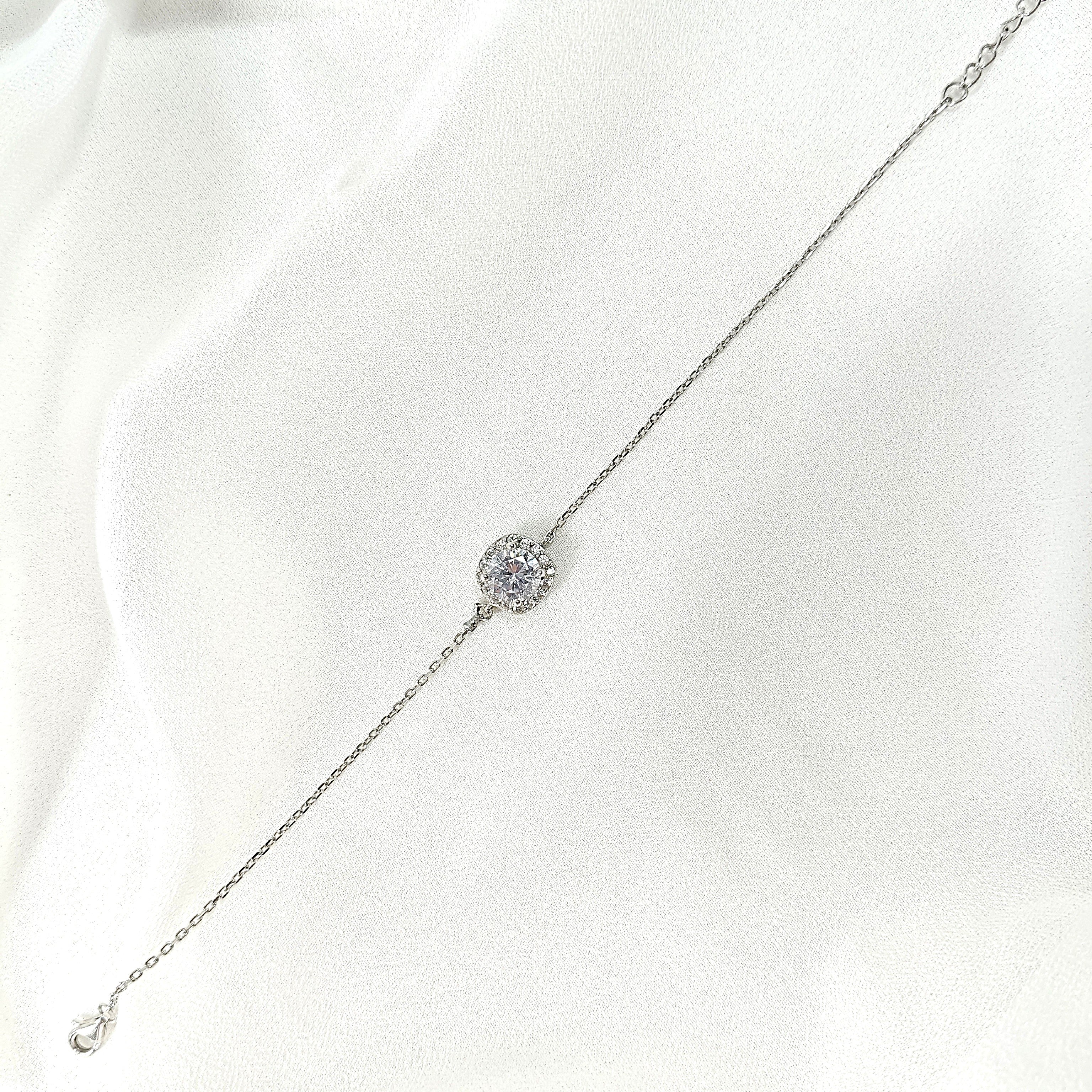 Gourmette Solitaire en Argent – Éclat Classique & Intemporel