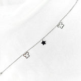 Gourmette Étoile & Trèfles ajourés en Argent – Fantaisie Chic & Moderne