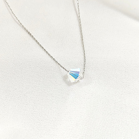 Collier Acier Inoxydable Cristal Prismatique – Éclat Arc-en-Ciel & Élégance Moderne