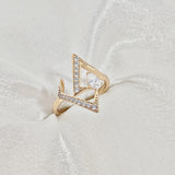 Bague Géométrique Xuping Plaqué Or & Zircon Poire – Élégance Moderne