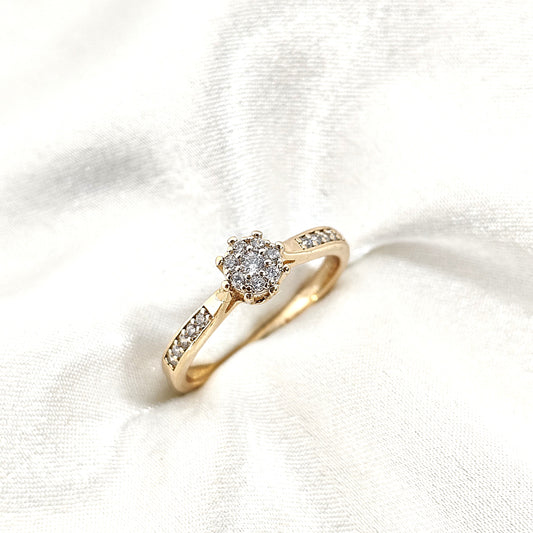 Bague Xuping Plaqué Or Halo de Zircons – Élégance Classique