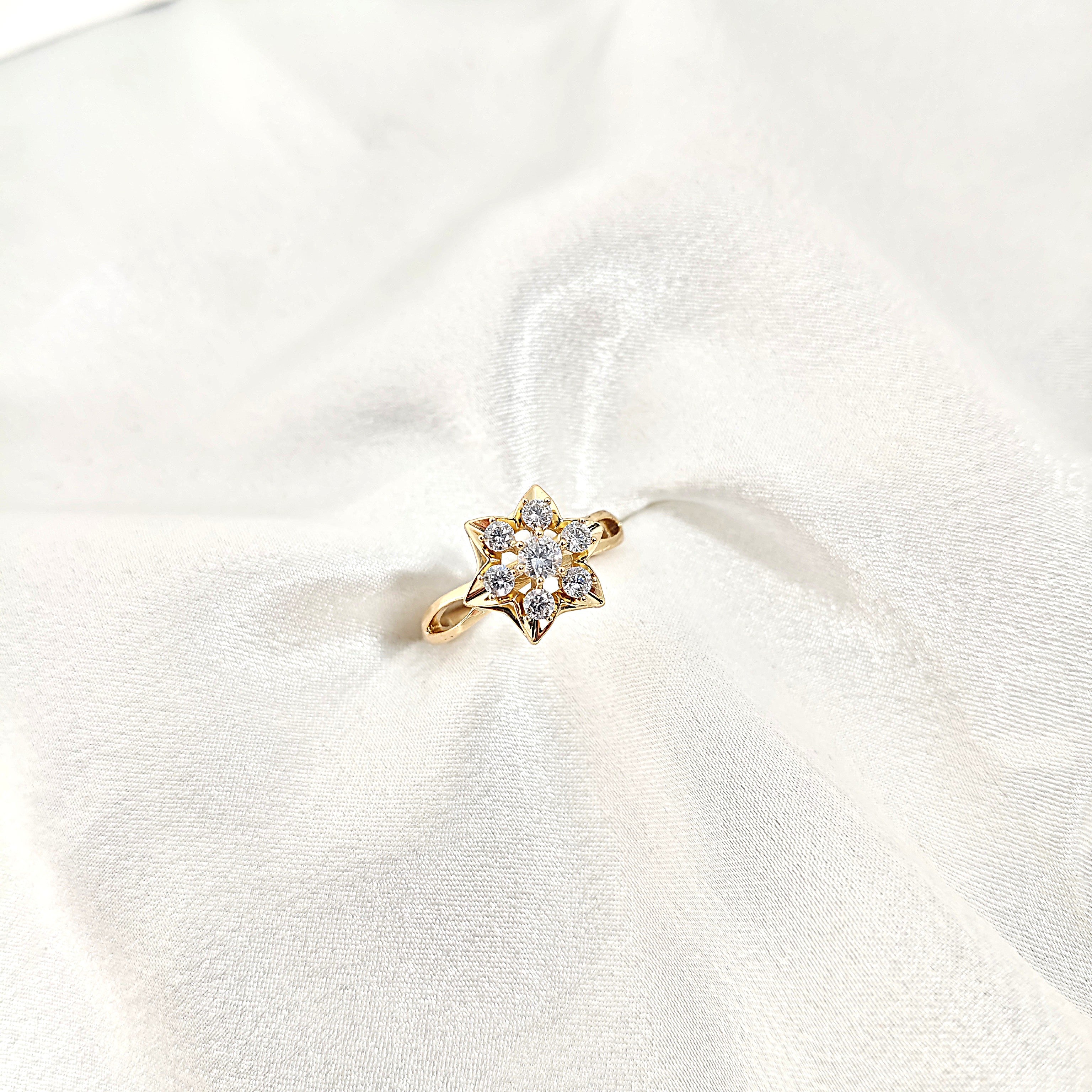 Bague Étoile Xuping Plaqué Or & Zircons – Éclat Céleste