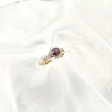 Bague Xuping Plaqué Or Halo & Zircon Bordeaux – Élégance Royale