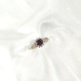 Bague Xuping Plaqué Or Halo & Zircon Bordeaux – Élégance Royale