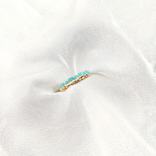 Bague Xuping Plaqué Or Cœurs Turquoise – Douceur & Élégance