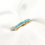 Bague Xuping Plaqué Or Cœurs Turquoise – Douceur & Élégance