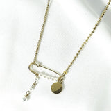 Collier Épingle Doré avec Perles – Acier Inoxydable Élégant