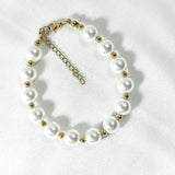 Bracelet Perles Élégantes & Acier Inoxydable Doré – Style Classique Chic