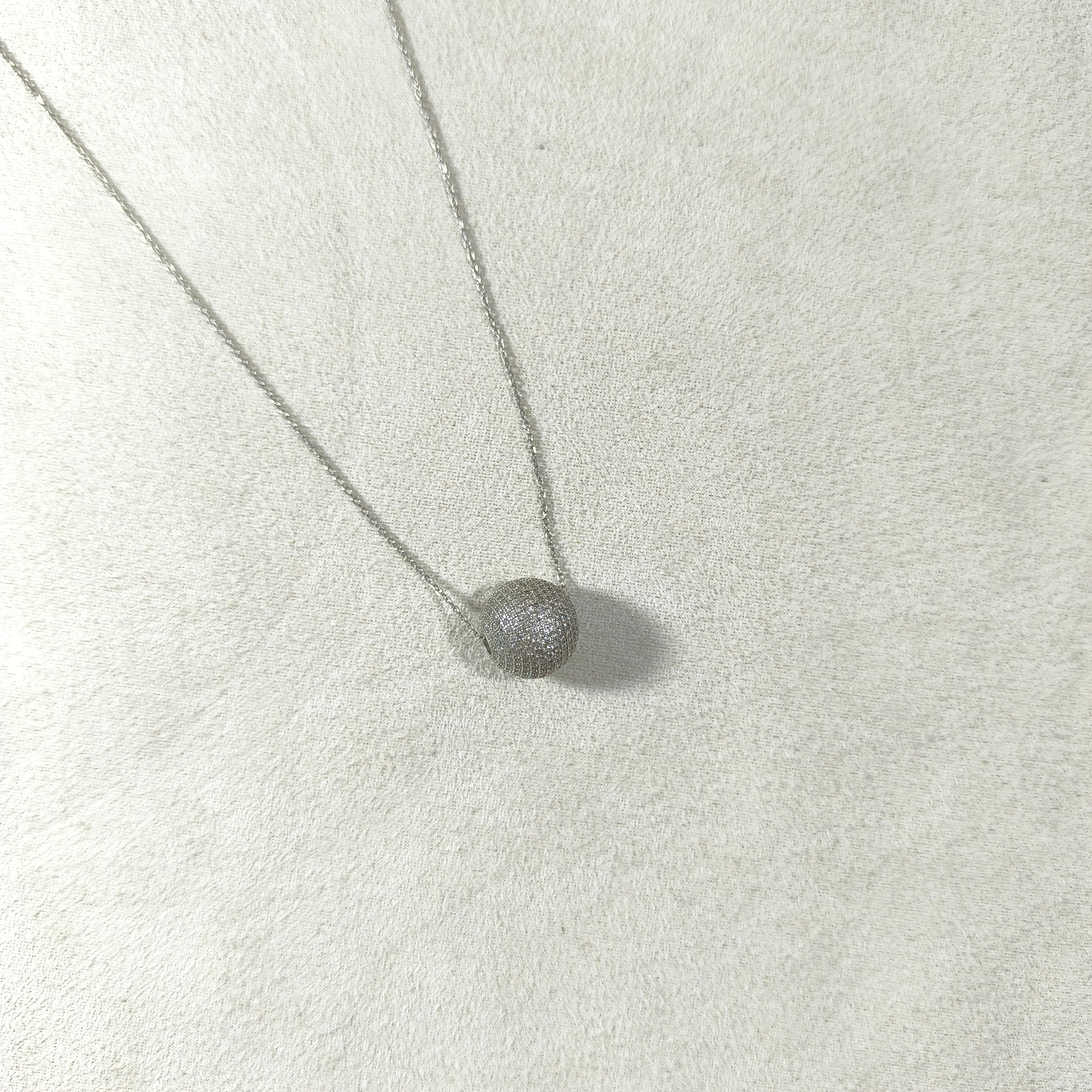 Collier Boule Scintillante en Argent 925 – Élégance Moderne