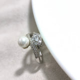 Bague Élégance Perle & Cristal – Luxe Raffiné