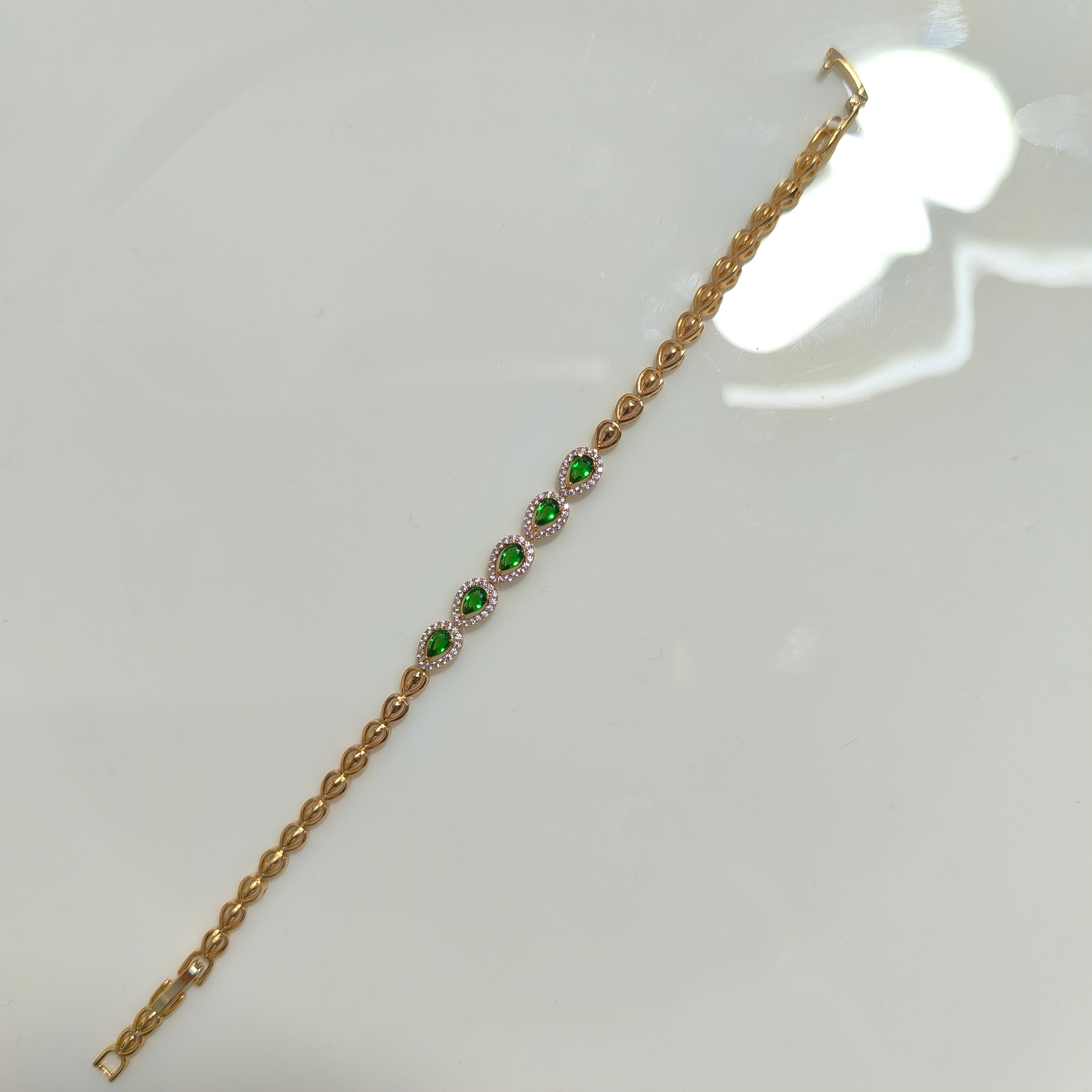 Gourmette Xuping Émeraude Royale – Plaqué Or Haute Qualité