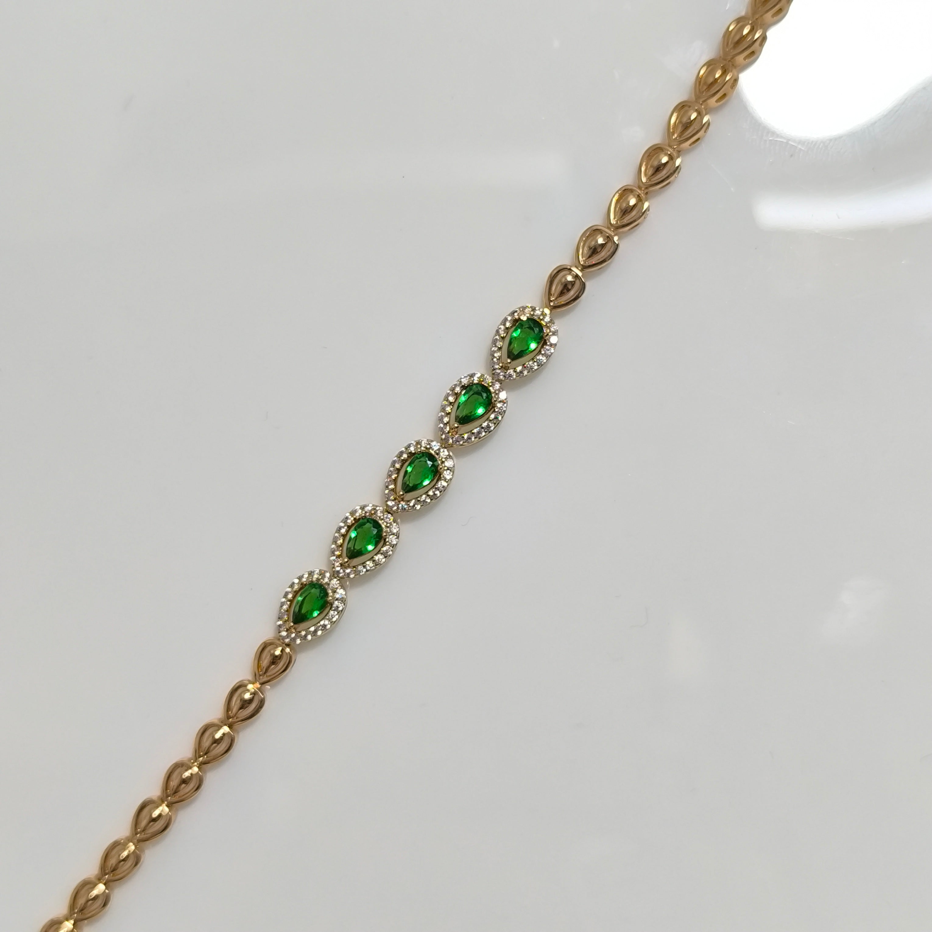 Gourmette Xuping Émeraude Royale – Plaqué Or Haute Qualité