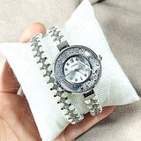 Montre Élégance Perle & Cristaux – Bracelet Doré Luxe Femme