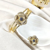 Parure Fleur Élégance en Plaqué Or – Bague & Bracelet Chic et Raffiné