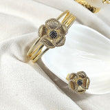 Parure Fleur Élégance en Plaqué Or – Bague & Bracelet Chic et Raffiné
