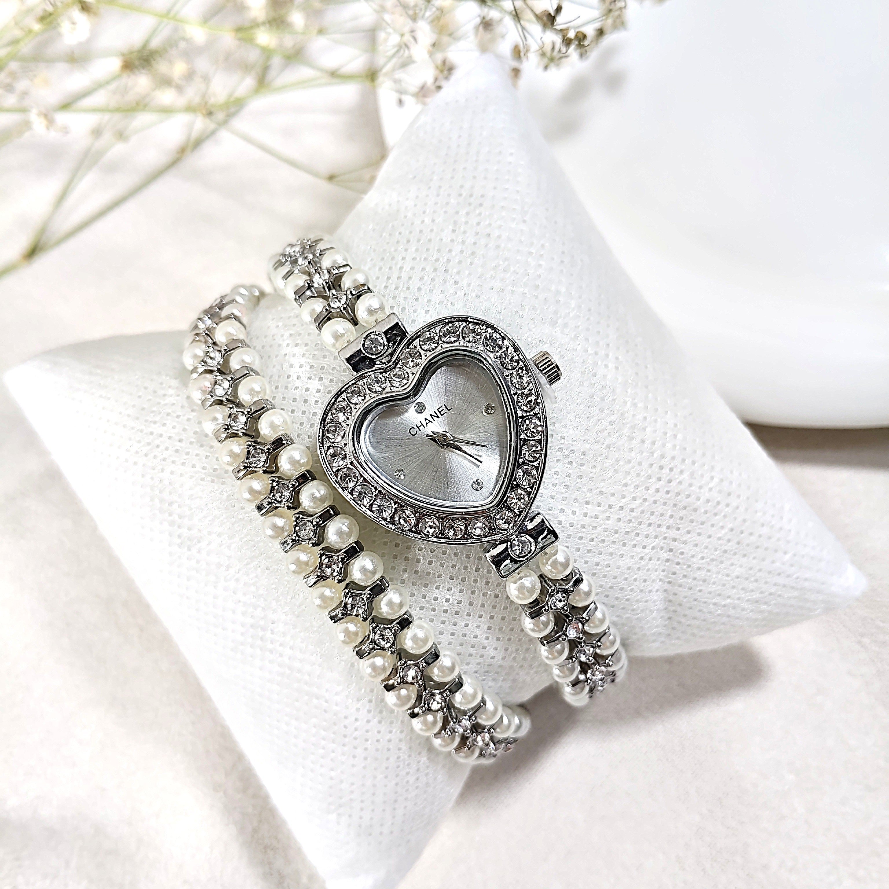 Montre Femme Élégance Cœur Perlé – Style Luxe Intemporel