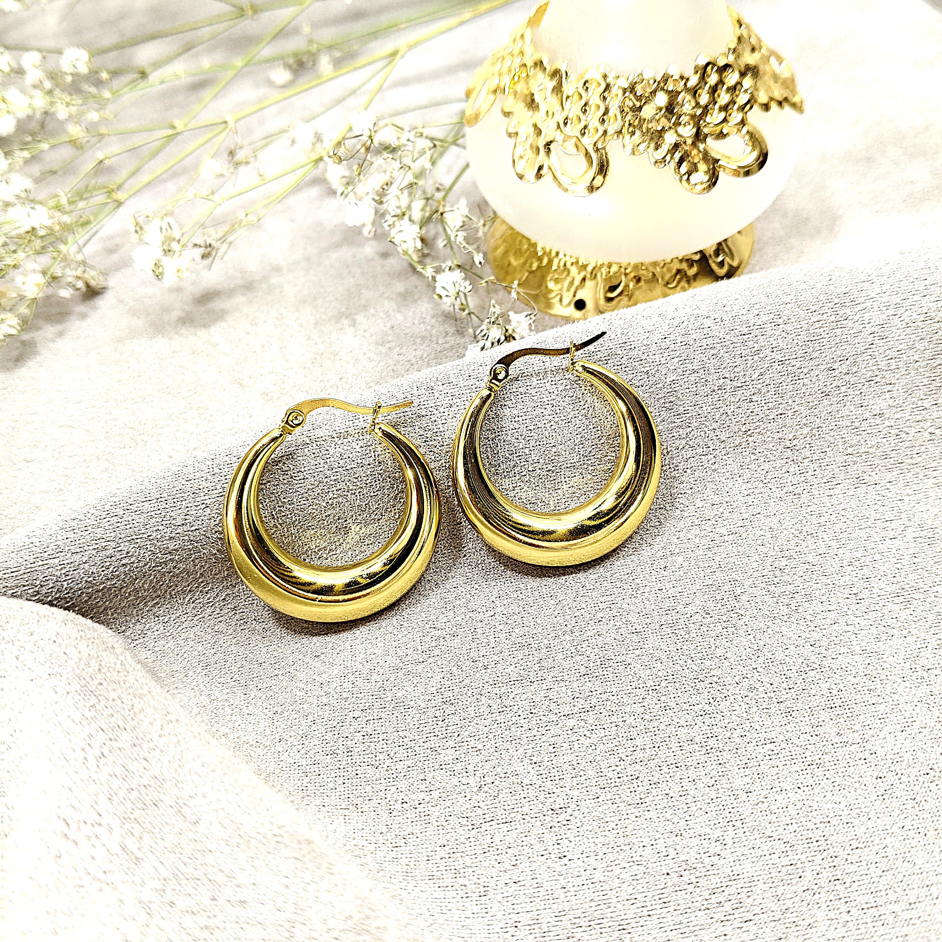 Boucles d’Oreilles Créoles Modernes en Acier Inoxydable