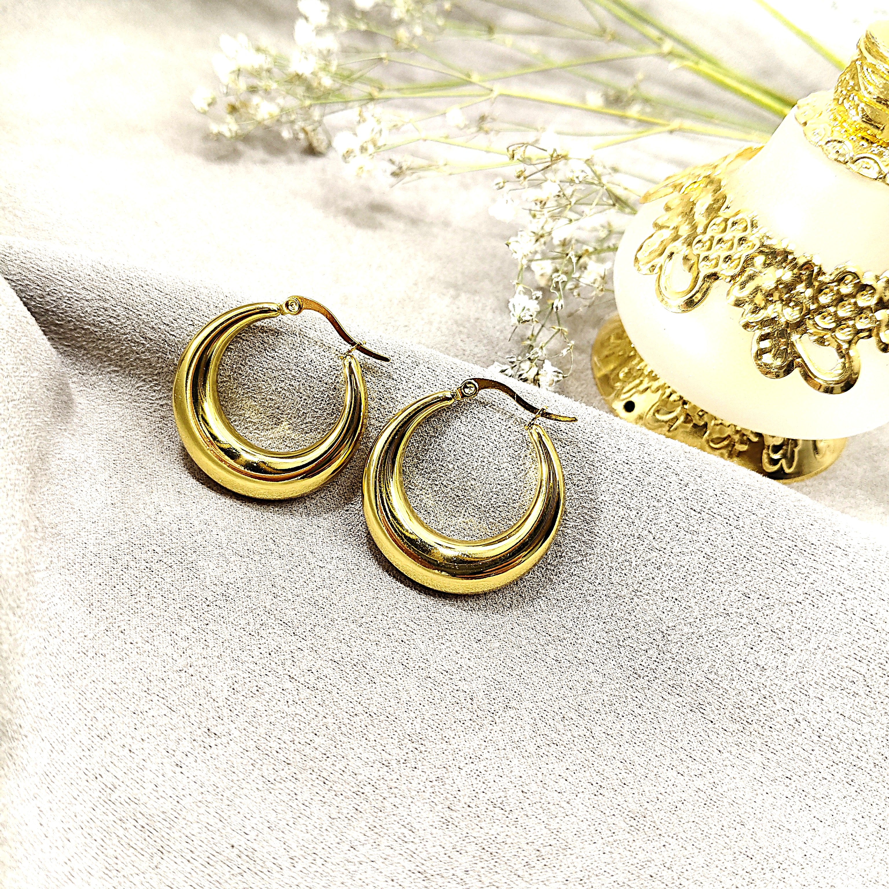 Boucles d’Oreilles Créoles Modernes en Acier Inoxydable