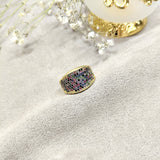 Bague Luxe Multicolore en Plaqué Or – Élégance Moderne & Éclat Raffiné