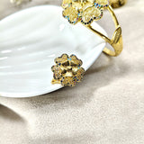 Parure Fleur Royale – Bague & Bracelet en Plaqué Or