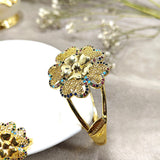 Parure Fleur Royale – Bague & Bracelet en Plaqué Or