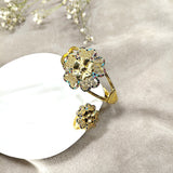 Parure Fleur Royale – Bague & Bracelet en Plaqué Or