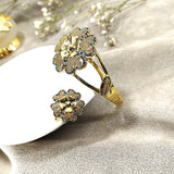 Parure Fleur Royale – Bague & Bracelet en Plaqué Or