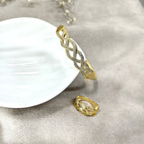 Parure Tressée Prestige en Plaqué Or – Bague & Bracelet Sertis d’Éclats Brillants