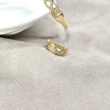 Parure Tressée Prestige en Plaqué Or – Bague & Bracelet Sertis d’Éclats Brillants