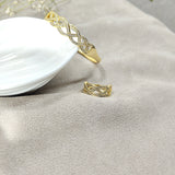 Parure Tressée Prestige en Plaqué Or – Bague & Bracelet Sertis d’Éclats Brillants