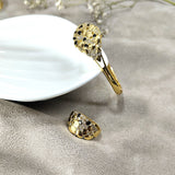 Parure Prestige Noir & Or – Bague & Bracelet en Plaqué Or