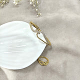 Parure Infinity Élégance en Plaqué Or – Bague & Bracelet Sertis de Cristaux