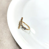 Bague Croisée Éclat – Plaqué Or & Pierres Brillantes (CN)