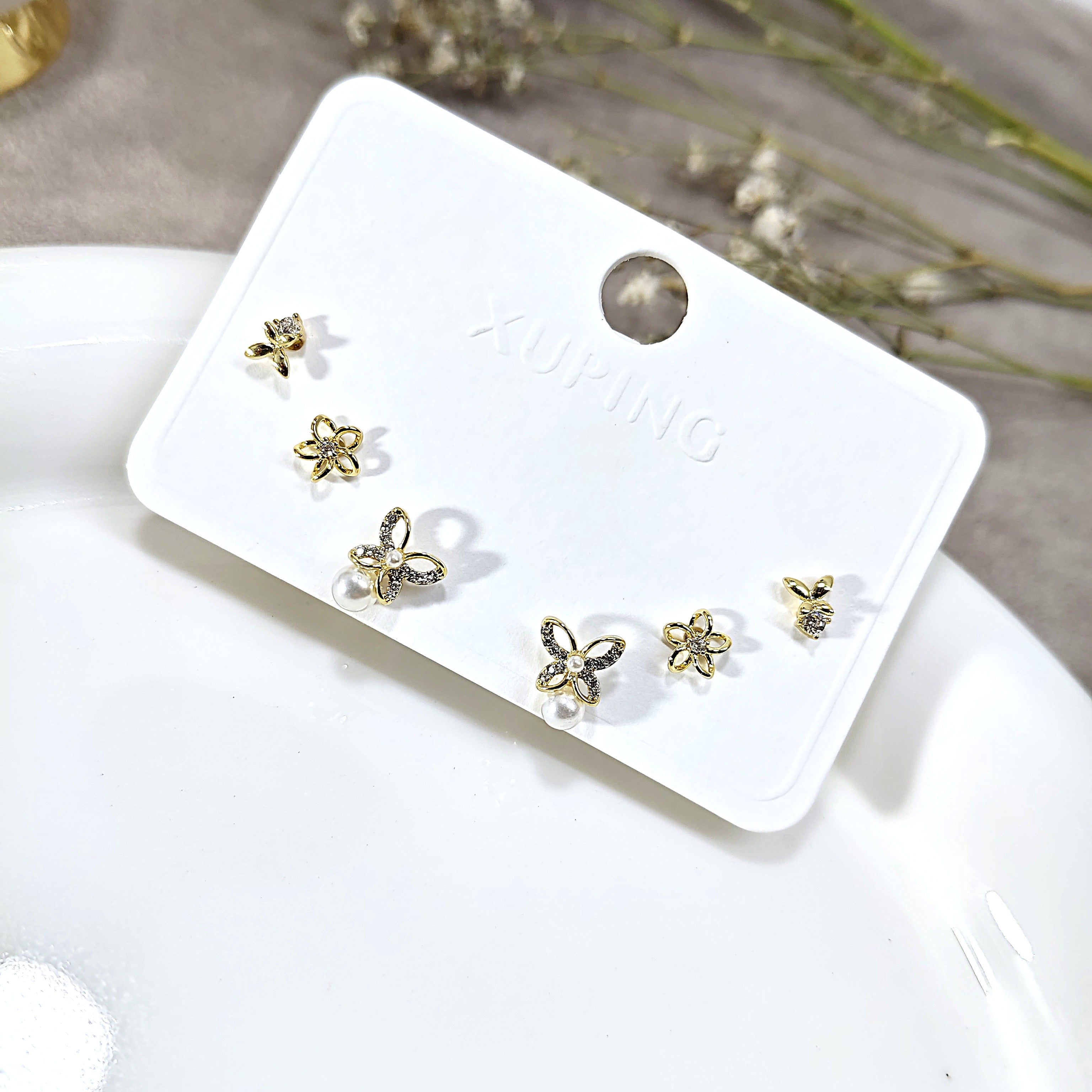Ensemble Boucles xuping Papillon Élégance Noire – Plaqué Or & Perle