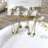 Boucles d’Oreilles Perles & Chaînes Dorées – Élégance Raffinée acier inoxydable