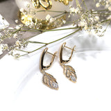 Boucles d’Oreilles Dorées Feuille Cristal – Élégance Raffinée xuping