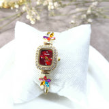 Montre Femme Bijou Cristal Multicolore – Élégance Glamour Dorée