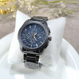 Montre Homme Chronographe Noir & Bleu – Style Luxe Moderne