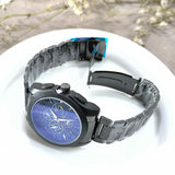 Montre Homme Chronographe Noir & Bleu – Style Luxe Moderne