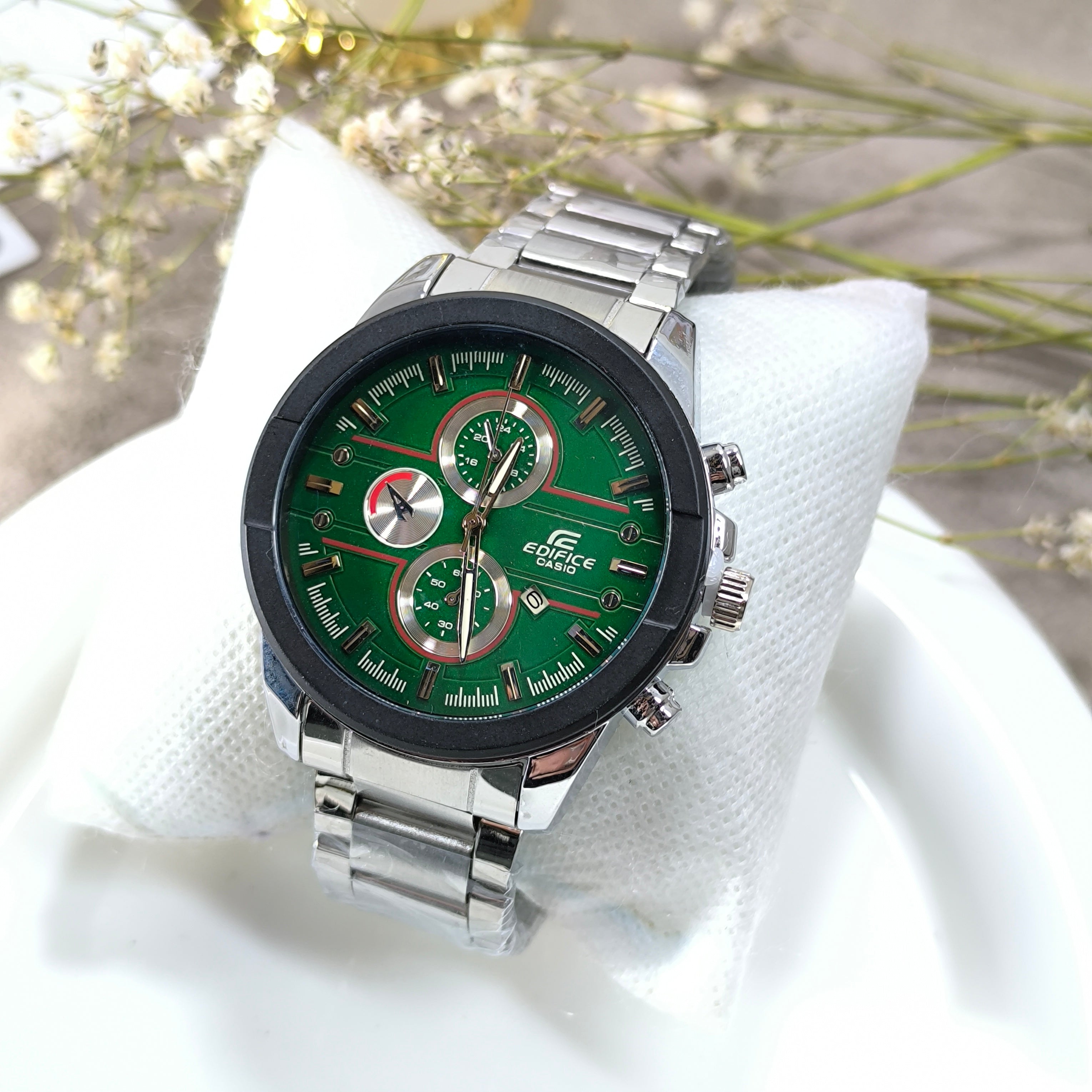 Montre Homme Chronographe Vert Racing – Élégance Sportive Premium