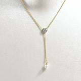Collier Doré Élégant Cœur Cristal & Perle – Style Chic et Féminin